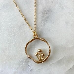 Elegant Gold Mushroom Necklace